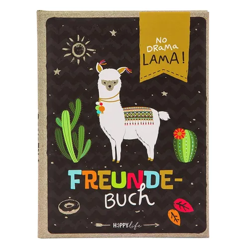 goldbuch 43581 Freundebuch HAPPYlife Lama DIN A5 - Erinnerungsbuch mit 84 illustrierten Seiten, ideal zum Ausfüllen und Gestalten für Kinder