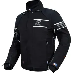 Rukka Rapto-R Motorrad Textiljacke - Schwarz-Silber, Größe 62 für Männer - Motorradjacke aus 100% atmungsaktivem Gore-Tex® PRO, wind- und wasserdicht, mit Armacor®-Verstärkungen für optimalen Schutz und Belüftungsöffnungen für Komfort.