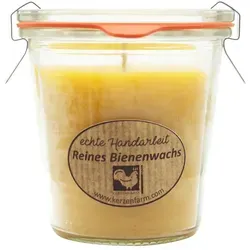 Bienenwachskerze im Weckglas, 100% reines Bienenwachs, KERZENFARM HAHN, 93/90 mm, 290 ml, Brenndauer ca. 36h
