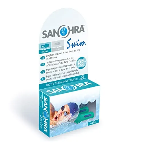 SANOHRA swim – Wiederverwendbare Ohrstöpsel zum Schwimmen & Baden | Für Erwachsene | Schutz vor Wassereintritt bei empfindlichen Ohren | made in Germany