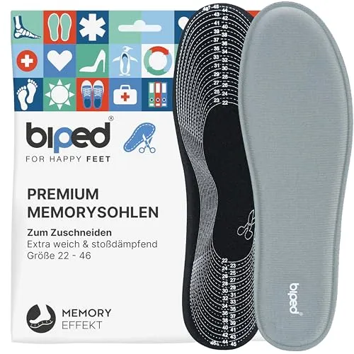 biped Memory Foam Einlegesohlen zum Zuschneiden - Weiche Komfort Einlegesohlen Herren & Damen - Memory Schaum Einlagen für alle Schuhe, Sneaker & Stiefel - Schuheinlagen für Sport & Alltag z2937