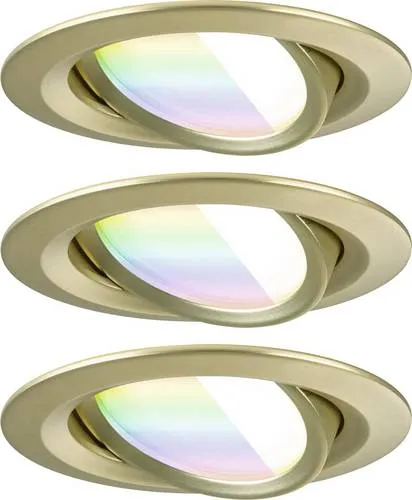 Paulmann 92436 LED-Deckenleuchte, 6W Gold (matt) - Einbauleuchten mit 16 Millionen Farben und smartem RGBW-Zigbee 3.0-Steuerung für individuelles Lichtambiente. Inklusive drei austauschbarer LED-Leuchtmittel und einfache Montage.