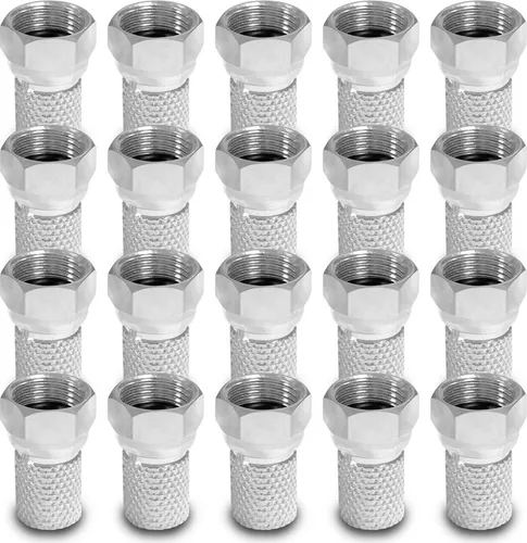 20x ARLI F-Stecker 7 – 7,4 mm – Koaxialstecker mit breiter Mutter & Dichtring für SAT TV LNB Multischalter