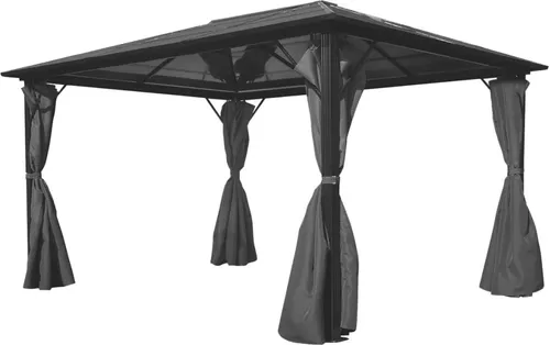 The Living Store Pavillon mit Vorhängen Anthrazit Aluminium 400 x 300 cm