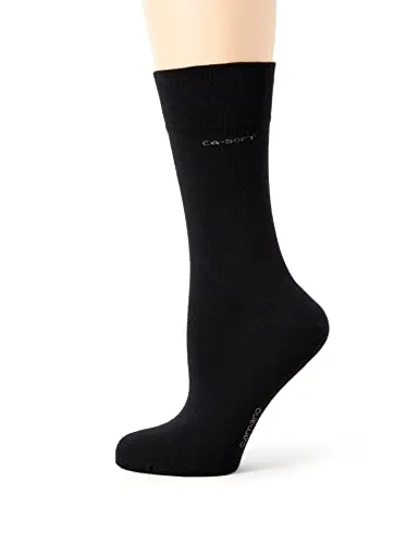Camano Unisex 2er Pack einfarbige Socken mit verstärkten Zehen und Fersen Damen & Herren Strümpfe, Gr. 35-38, Schwarz (black 05)