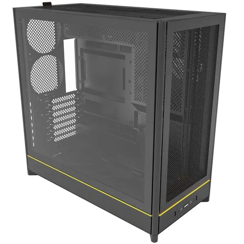 MONTECH HS01 schwarz Tempered Glass - Elegantes PC-Gehäuse - PC-Gehäuse mit gehärtetem Glas, bietet eine stilvolle Sicht auf Ihre Hardware und optimale Kühlung für leistungsstarke Systeme.