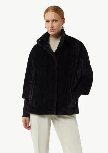 comma Kurzjacke Cape mit gestricktem Kragen Rippblende