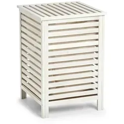 Zeller Wäschetruhe aus Holz, natur/weiß 45x45x65,5 - Wäschesammler mit praktischem Innenbeutel, der bei 30° waschbar ist. Das moderne Design passt in jedes Badezimmer und der Deckel ist mit einer Klappvorrichtung ausgestattet.