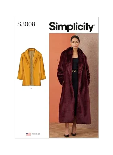 SIMPLICITY Schnittmuster SS3008K5 Damenmantel in zwei Längen K5 (36-38-40-42-44)