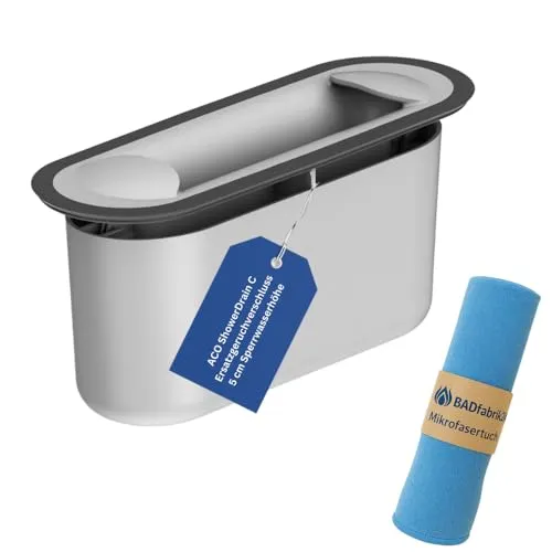 BADfabrik24 ACO ShowerDrain C Ersatzgeruchverschluss 5 cm Sperrwasserhöhe – Original Ersatzteil inkl. Mikrofasertuch – Geruchsverschluss für Duschrinne – langlebig & passgenau,ACO Duschrinne