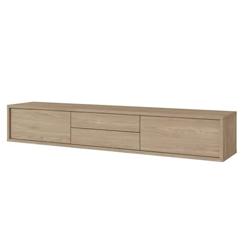 Masseno TV-Schrank Livia 180 cm Fernsehschrank mit 2 Schubladen und 2 Türen TV-Lowboard für Wohnzimmer Modern 180x37x32 cm Eichefarben