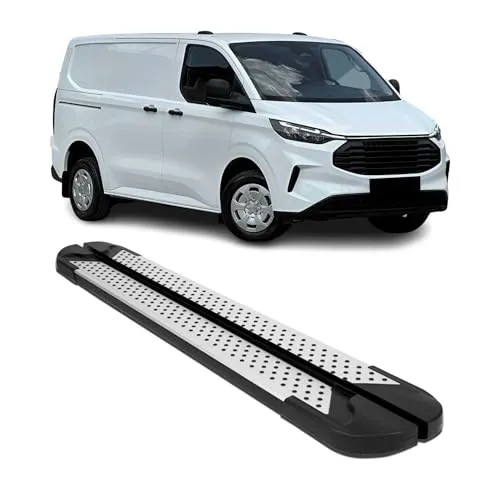 OMAC Kfz-Schmutzfänger Seitenbretter für Ford Transit Custom 2023-25 L1 Silber, 2-tlg. - Hochwertige Aluminium Trittbretter für Ford Transit Custom, rutschfest und robust. Ideal für einfachen Ein- und Ausstieg, schützen Ihre Karosserie vor Kratzern und Stößen. Perfekt für stilbewusste Fahrer!