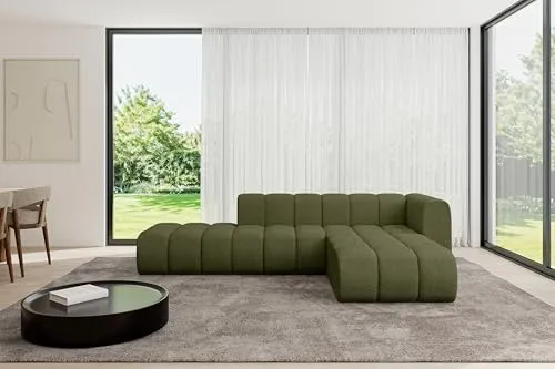 ALTDECOR Modulares Sofa Ecksofa in L-Form Corner modular Sofa Eckcouch Couch Wohnlandschaft Cauchsofa Bodensofa Polstersofa Zuvon-L1-296x177x70 cm Grün