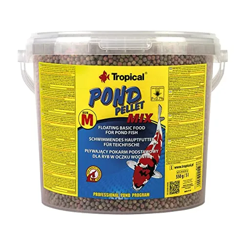 Pond Pellet Mix Size M 5L / 550g - Schwimmendes Teichfischfutter-Pellets für Goldfische, Koi und alle Kaltwasserfische