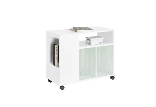 SoBuy Beistelltisch Druckertisch mit Rollen FBT142-W in weiß von SoBuy