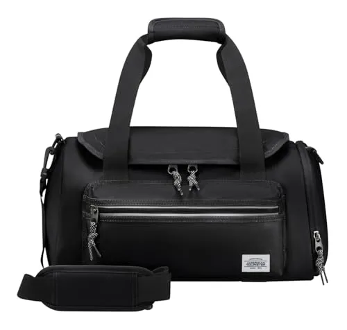 American Tourister Brightup Reisetasche - 22L, Schwarz - Reisetasche für Ryanair, 25 x 20 x 40 cm, aus 100% recyceltem PET-Kunststoff. Mit mehreren Innenfächern und einer praktischen Schuh-Seitentasche für optimale Organisation.