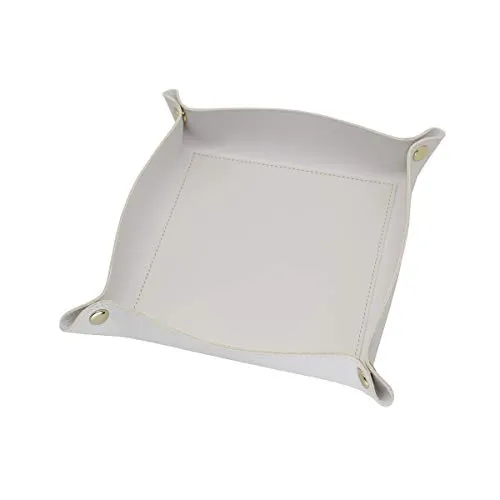 GUBEE PU Leder Taschenleerer, Leder Tablett,Valet Tray,Wasserdichtes und Leicht zu Reinigendes Tablett für Büro und Zuhause, Schreibtisch-Aufbewahrungsplatte für Key Coin Phone Jewelry Wallet (Weiß)