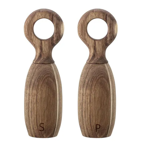 Bloomingville Salz- und Pfeffermühle Martim, H21 x Ø6,5 cm, natur - Küchenhelfer mit elegantem Design, aus robustem Akazienholz und Edelstahl, ideal zum stilvollen Würzen von Speisen und als dekoratives Element in deiner Küche.
