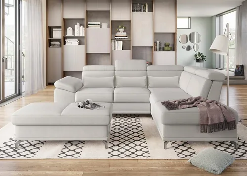 sit&more Ecksofa Cabrio L-Form, B: 274 cm, mit Sitztiefen-, Arm- & Kopfteilverstellung, 3 Nierenkissen, Federkern, optional Bettfunktion und Stauraum