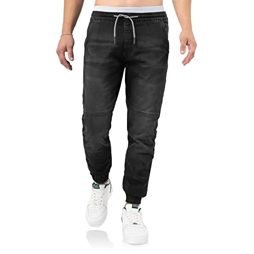 Indicode Oltjon lässige Freizeithose in Jeansoptik - Bequeme Freizeithose mit elastischem Bund und stylischem Zugband. Perfekt für lässige Outfits und ideal für Sneakers. Hochwertige Materialien sorgen für hohen Tragekomfort.