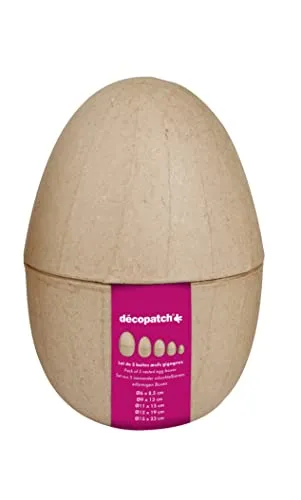 Décopatch Braunes Pappmaché Set mit 5 Eierboxen - Basteln mit Stil: 5 Eierboxen aus Kartonbraunem Pappmaché, perfekt für kreative DIY-Projekte und individuelle Geschenke.