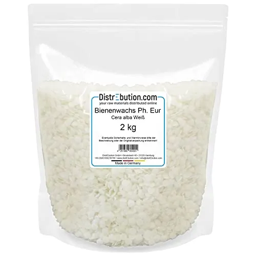 Bienenwachs Pastillen Weiß 2kg Ph.Eur. für DIY Naturkosmetik - Kerzenwachs in pharmazeutischer Qualität, ideal für die Herstellung von hautfreundlichen Salben, Cremes und Bienenwachstüchern. Frei von Paraffin, leicht zu schmelzen und zu verarbeiten.