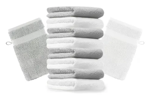 Betz Waschhandschuh 10 Stück Premium 16x21 cm Farbe Silbergrau und weiß, (Set, 10-St)