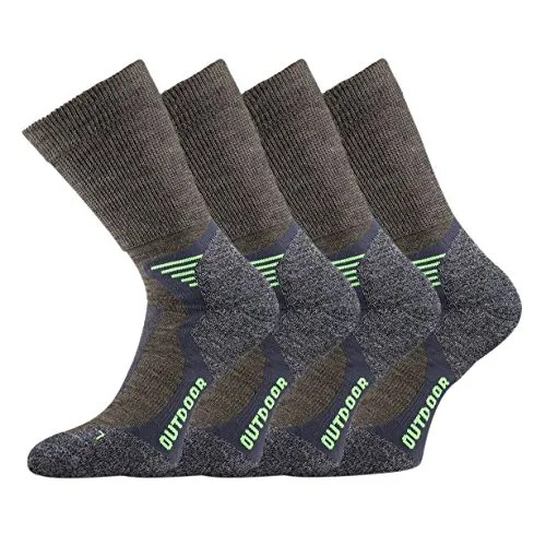 TippTexx 24 2/4 Paar unisex Wandersocken,Trekkingsocken mit Merinowolle (39/42, Grau/Grün 4 Paar)