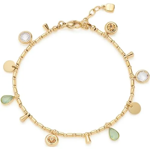 JEWELS BY LEONARDO Armband Ella - Goldfarbenes Edelstahl-Bettelarmband mit Anhängern - Elegantes Damenarmband aus goldfarbenem Edelstahl, allergikerfreundlich und mit verspielten Zylinder-Perlen. Perfekte Anpassung dank Verlängerungskettchen für jeden Handgelenksumfang.