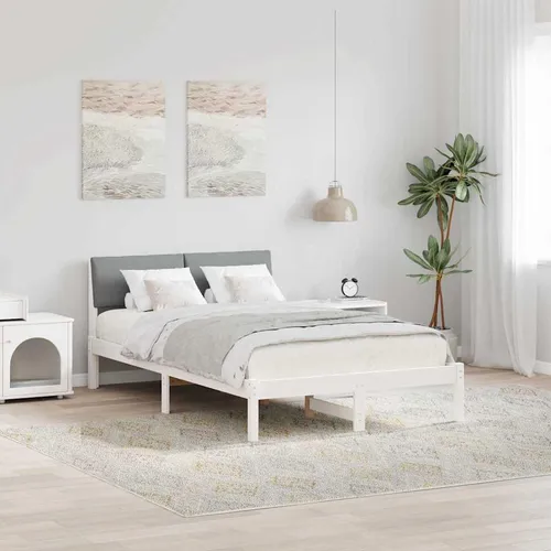 Maison Exclusive Bettgestell Weiß und Hellgrau 120 x 200 cm aus Kiefernholz