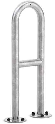 Fahrrad-Anlehnbügel 9511 | 270mm mit Knierohr | für 2 Fahrräder | zum Aufdübeln | Stahl verzinkt | Bewährter Stand- und Schutzbügel für den Außenbereich | Fahrradparker Bügelparker Fahrrad Anlehnbügel