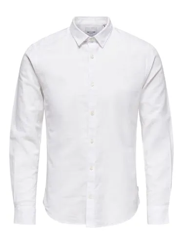 ONLY & SONS Herren Freizeit Hemd ONSCAIDEN - Slim Fit in Grün - Herrenhemden in Slim Fit, modisch und vielseitig kombinierbar, aus 55% Baumwolle und 45% Leinen für optimalen Tragekomfort.