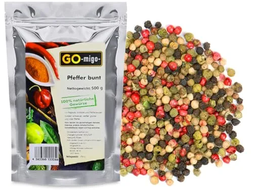 0,5Kg Bunter Pfeffer 500g Pfefferkörner bunt ganz Premium Qualität