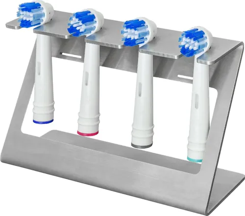 steland metallmanufaktur® Design Aufsteckbürsten-Halterung, Edelstahl, inkl. Wandhalterung, Zahnbürstenhalter elektrische Zahnbürste, Zahnbürstenkopf Bürstenkopf-Halterung (4 Bürstenköpfe)