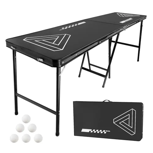 VEVOR tragbarer Beer Pong Tisch klappbar - Trinkspiele: Faltbarer Beer-Pong-Tisch mit 6 Bällen, ideal für Partys und Camping, erhöhtes Design für mehr Komfort und Sicht beim Spielen.