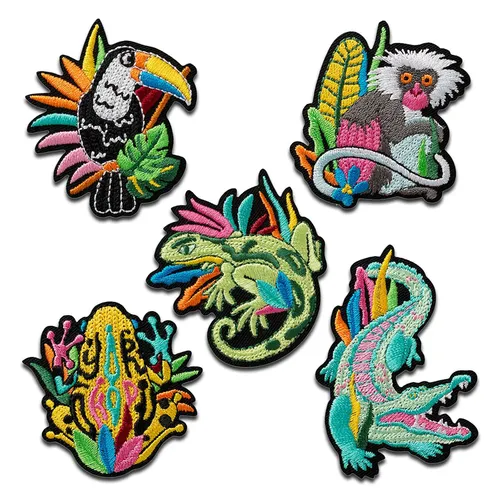 Dschungeltiere Set 5 Stück - Aufnäher, Bügelbild, Aufbügler, Patches