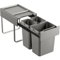 SVITA EMCombo40 Einbaumülleimer 40L - Haushaltszubehör – Elegantes Mülltrennsystem mit 3 Fächern (2x10L + 20L) für umweltbewusste Entsorgung, platzsparend und mit praktischen Inneneimern für einfachen Zugriff.