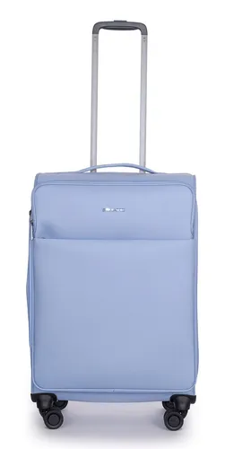 Stratic Light + Koffer M - Light Blue - Koffer, erweiterbar von 61 L auf 68 L, wasserabweisendes Nylon, TSA-Schloss für Reisen in die USA und GB, ideal für sorgenfreies Reisen.