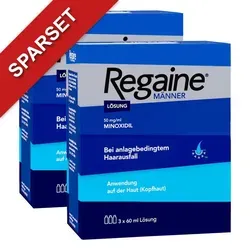 REGAINE Männer Lösung 50 mg/ml: Effektives Mittel gegen Haarausfall - Haarwuchs Behandlung mit 5% Minoxidil für Männer. Stoppt erblich bedingten Haarausfall und regt neues, kräftigeres Haarwachstum an. 9 von 10 Anwendern bestätigen die Wirkung!