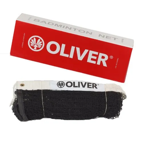 Oliver Badminton Netz - Badmintonnetz 6,10 x 0,75 m, robustes 19mm Nylon-Mesh in Schwarz, ideal für spannende Spiele im Innen- und Außenbereich.