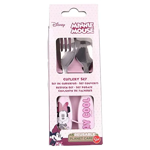 Produktbild Minnie Mouse Kinderbesteck aus Edelstahl, bestehend aus Gabel und Löffel