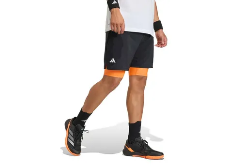 adidas Men's Club Tennis Climacool 2IN1 Shorts, Schwarz/Pure Orange, M - Bequeme 2-in-1 Tennis-Shorts mit elastischem Bund und Kordelzug. Hergestellt aus 100 % recyceltem Polyester für ein angenehmes Tragegefühl und optimale Bewegungsfreiheit.