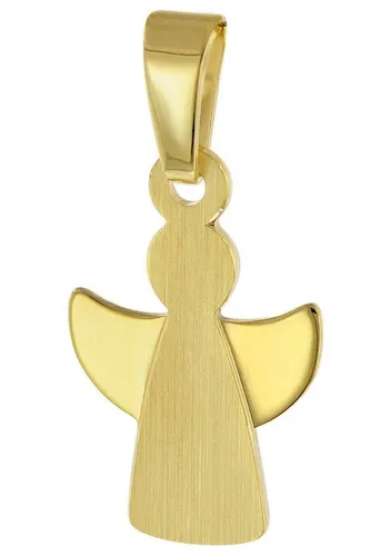 trendor Engelanhänger aus Gold 333 für Kinder - Kettenanhänger aus 8-karätigem Gold mit mattierter Oberfläche und polierten Flügeln, ideal als Geschenk für besondere Anlässe, inklusive Mikrofaser-Pflegetuch.