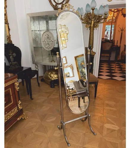 Casa Padrino Barock Standspiegel Silber/Gold von Casa Padrino