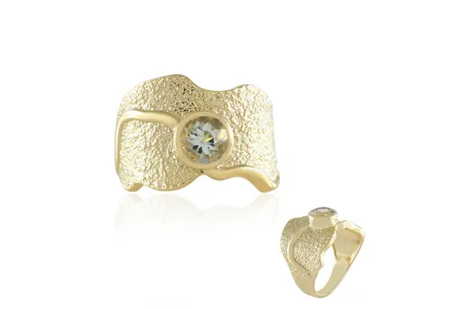 Cavill Solitärring Cavill Ring grüner Amethyst 1,20 ct, 925er Silber vergoldet, Welle (1-tlg)