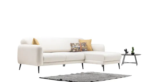 Eckgarnitur Eckcouch Lounge Sofa für Wohnräume - Moderne Eckcouch für bis zu 4 Personen, ideal für Wohnzimmer. Mit ihrem einfarbigen Design und der hochwertigen Polyesterfüllung bietet sie Komfort und Stil. Maße: 243 x 180 x 85 cm. Montage erforderlich.
