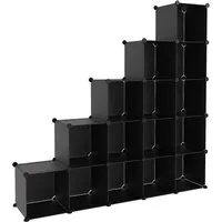 vidaXL Regalsystem mit 15 Würfeln Schwarz PP - Vielseitiges Regalsystem mit 15 modularen Würfeln aus wasserdichtem PP-Kunststoff. Ideal für Zuhause, Studentenzimmer oder Büro – einfach zusammenbaubar und platzsparend stapelbar.