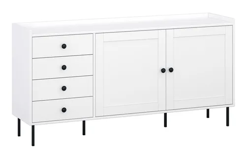 Kommode Ido Sideboard 151x40x80cm - Kommode im modernen Design mit 4 Schubladen und 2 Türen für optimalen Stauraum, ideal für jedes Zuhause.
