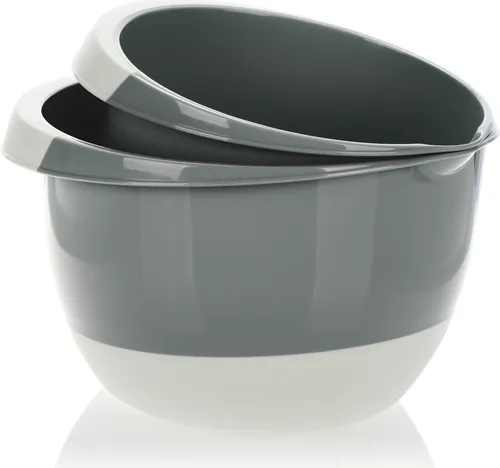 COM-FOUR® 2x Rührschüsseln 3,5 und 2 Liter mit Stoppboden, Ausgießer und rutschfestem Griff, Backschüssel-Set in modernen Farben [Auswahl variiert]
