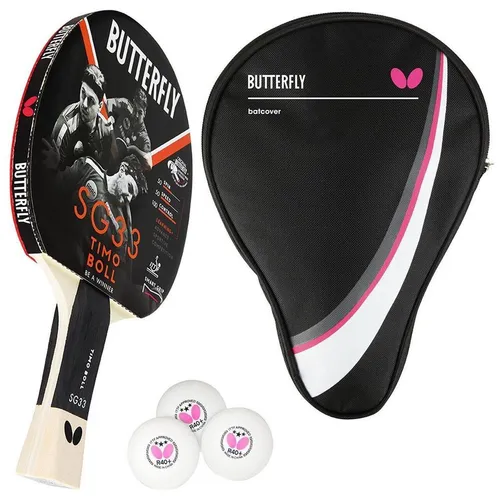 Timo Boll SG33 Tischtennisschläger Set mit Hülle und 3 Bällen - Komplettschläger für Unisex Erwachsene, ideal für Allround-Spieler. Set enthält Schläger, Hülle und 3 hochwertige Tischtennisbälle.